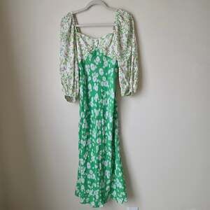 RIXO for Target Green Daisy Puff Sleeve Swing Dress Floral Mixed Print Size 4